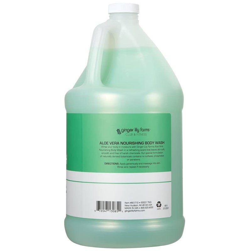 Ginger Lily Farms Club & Fitness Nourishing Body Wash, 100% Vegan & Cruelty-Free, Bath & Shower Gel for Men and Women, Aloe Vera Scent, 1 Gallon (128 fl. oz.) Refill - Image 2